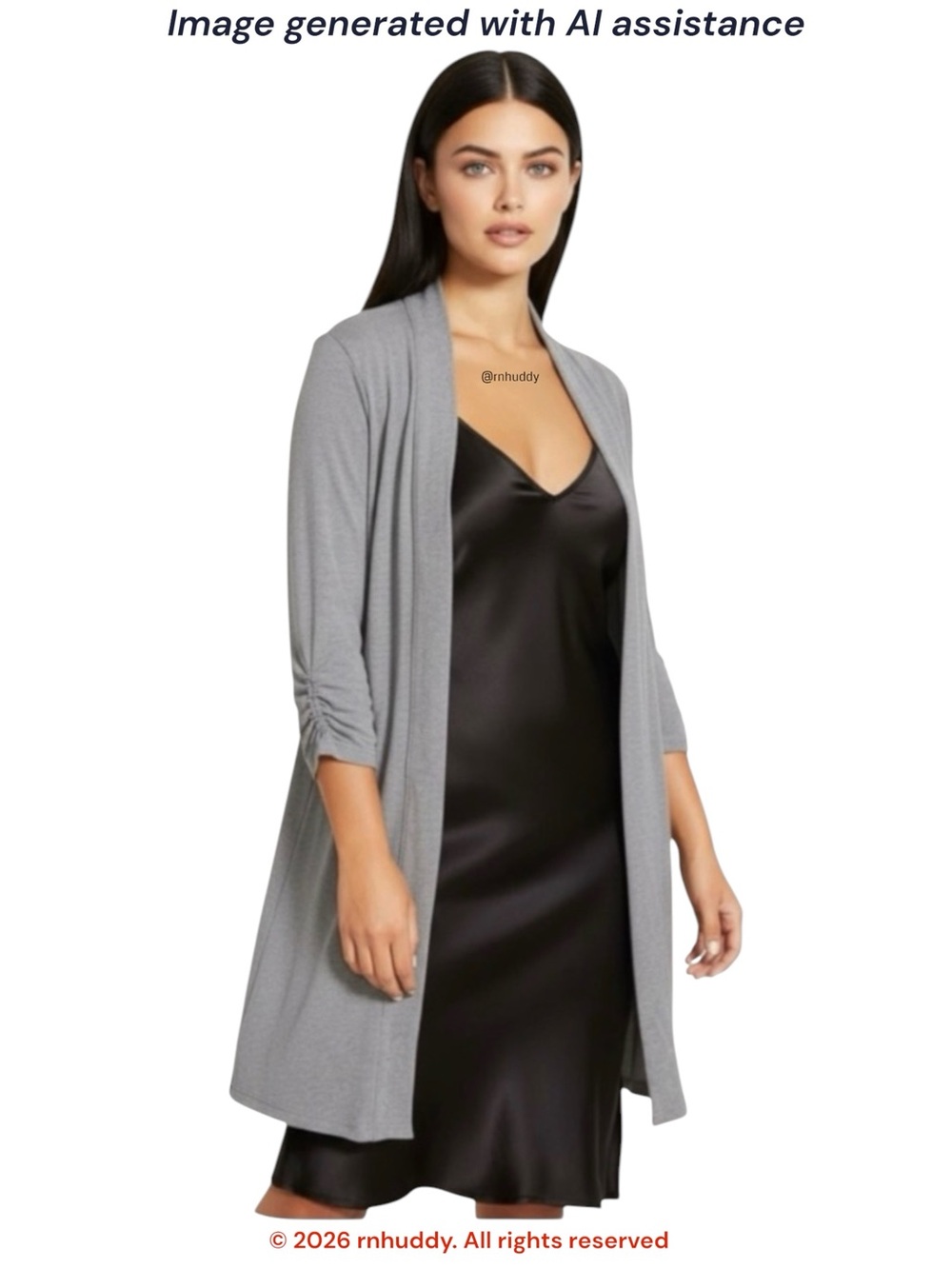 Soma M grey ribbed cool nights PJ cardigan